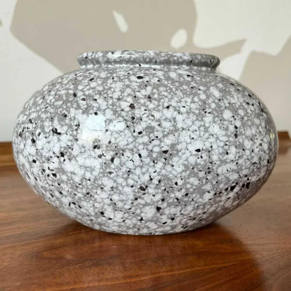 Vintage Scheurich Vase West Germany Oblong Gray Marble Speckled Pattern #504-12